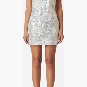 Silver Sequin Floral Dress